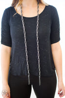 Paparazzi - SCARFed for Attention - Gunmetal Necklace