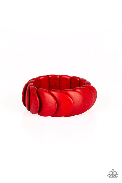 Paparazzi - Nomadic Nature - Red Bracelet Stretchy #676