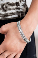 Paparazzi - Forged Uproar - White Bracelet Bangle Fashion Fix