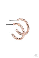 Paparazzi - Triumphantly Textured - Rose Gold Hoop Earrings