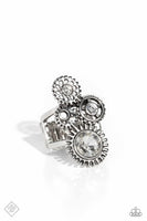 Paparazzi - Blowing Off STEAMPUNK - White Paparazzi Ring Fashion Fix