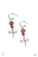 Paparazzi - Take BEAD - Red Earrings Fashion Fix Hoop Dragonfly