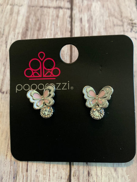 Paparazzi - Starlet Shimmer Earrings Butterfly Pink