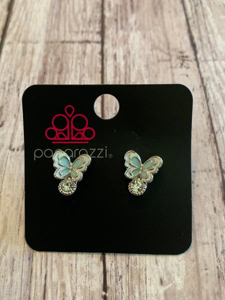 Paparazzi - Starlet Shimmer Earrings Butterfly Blue