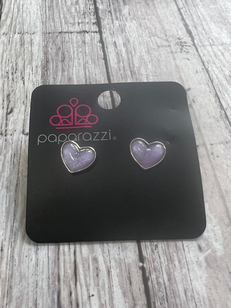 Paparazzi - Starlet Shimmer Heart Purple Earrings