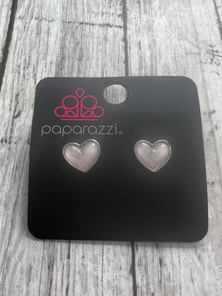 Paparazzi - Starlet Shimmer Heart Pink Earrings