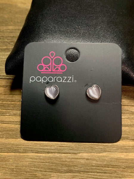 Paparazzi - Starlet Shimmer Earrings Heart Purple