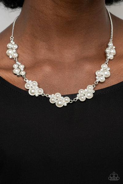 Paparazzi - GRACE to the Top - White Necklace