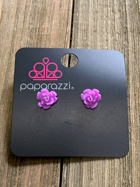 Paparazzi - Starlet Shimmer Earrings Purple Flowers