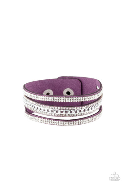 Rollin In RhinestonesPaparazzi - Rollin In Rhinestones - Purple Bracelet Snap