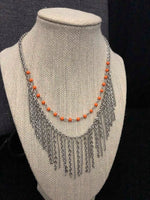 Paparazzi - Fierce in Fringe - Orange Necklace