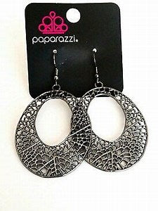 Paparazzi - Serenely Shattered - Black Earrings Fashion Fix Exclusive