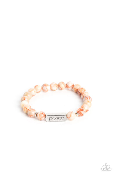 Paparazzi - Serene Season - Orange Bracelet Stretchy Inspirational