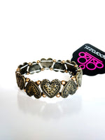 Paparazzi - Rustic Heartthrob - Brass Bracelet Stretchy Heart