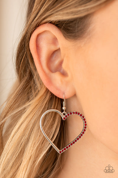 First Date Dazzle - Red - Paparazzi Heart Earrings
