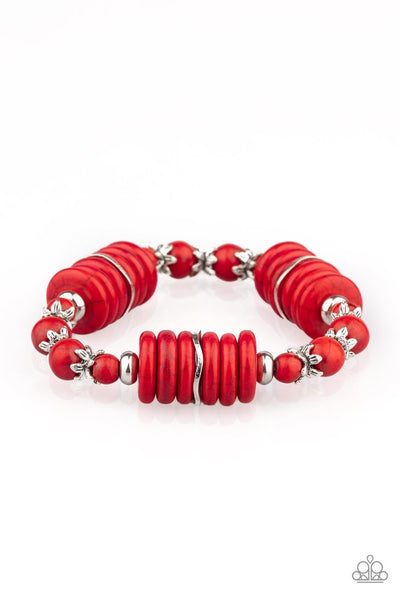 Paparazzi - Sagebrush Serenade - Red Bracelet Stretchy