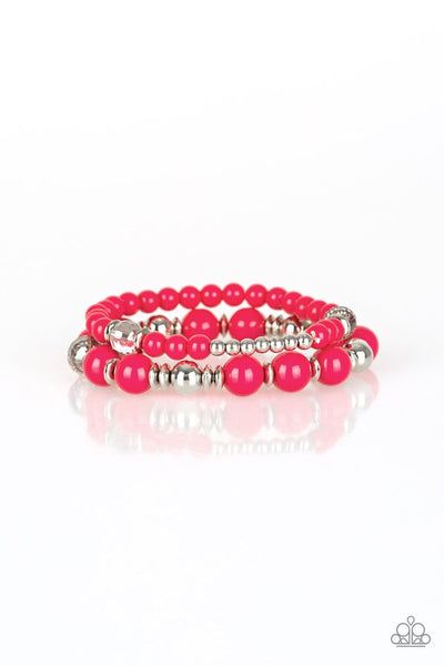 Paparazzi - Colorful Collisions - Pink Bracelet Stretchy