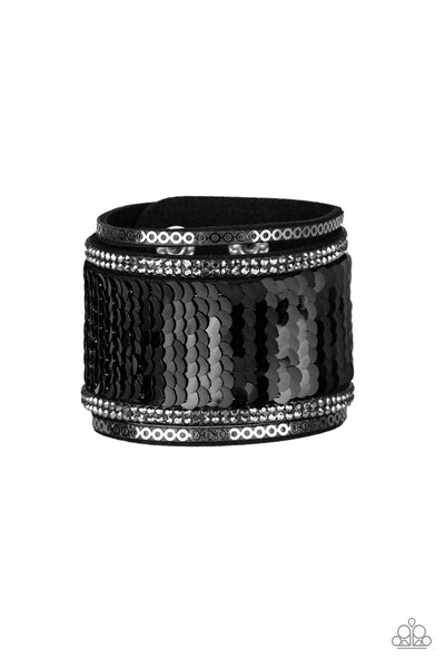 Paparazzi - Heads Or MERMAID Tails - Black to Silver Bracelet Snap Sequins