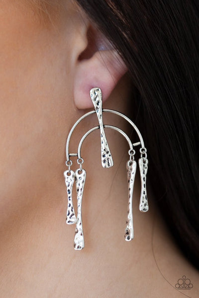 Artifacts Of Life - Silver - Paparazzi Post Earrings
