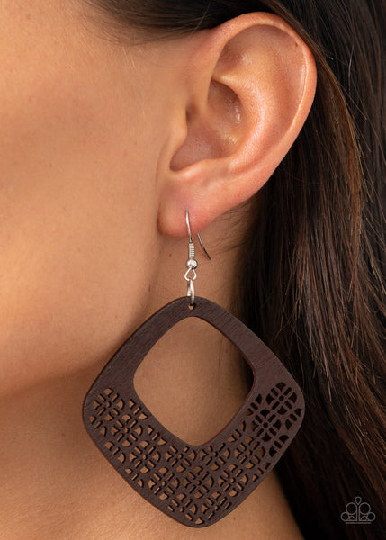 Wood You Rather - Brown - Paparazzi Wood Earrings