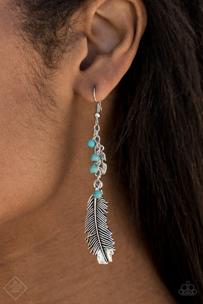Paparazzi - Find Your Flock - Blue Earrings Feather Fashion Fix