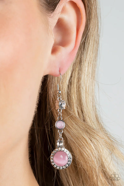 Paparazzi - Epic Elegance - Pink Earrings Cat's Eye Stone