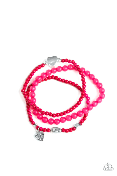 Really Romantic - Pink - Paparazzi Stretchy Heart Inspirational Bracelet
