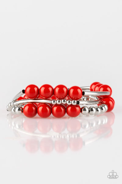 New Adventures - Red - Paparazzi Bracelet Stretchy