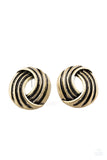 Rare Refinement - Brass - Paparazzi Post Earrings