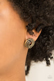 Rare Refinement - Brass - Paparazzi Post Earrings