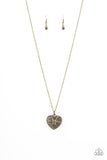 Casanova Charm - Black - Paparazzi Brass Heart Necklace