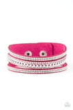 Rollin In Rhinestones - Pink - Paparazzi Snap Bracelet