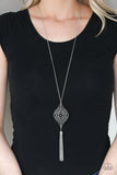 Totally Worth The TASSEL - Silver - Paparazzi Necklace Filigree