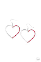 First Date Dazzle - Red - Paparazzi Heart Earrings