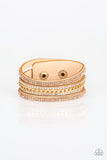 Rollin In Rhinestones - Gold - Paparazzi Snap Bracelet