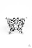Flutter Flavor - White - Paparazzi Butterfly Cat's Eye Paparazzi Ring #5251