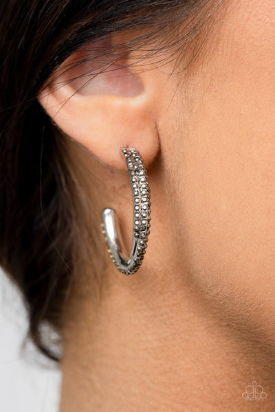 Trail Of Twinkle - Silver - Paparazzi Hoop Earrings