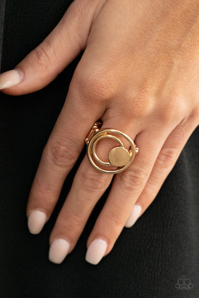 Edgy Eclipse - Gold - Paparazzi Ring