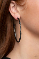 Totally Throttled - Black - Paparazzi Hoop Earrings