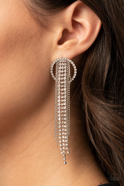 Dazzle by Default - White - Paparazzi Post Earrings Life of the Party January 2021