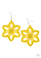 Bahama Blossoms - Yellow - Paparazzi Wood Earrings