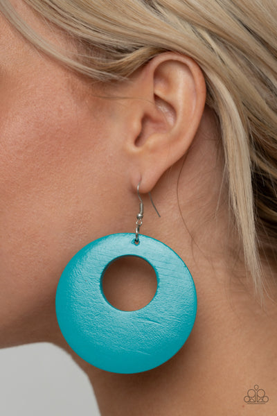 Island Hop - Blue - Paparazzi Wood Earrings