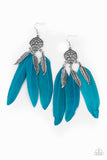 In Your Wildest DREAM-CATCHERS - Blue - Paparazzi Feather Earrings