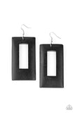 Totally Framed - Black - Paparazzi Wood Earrings