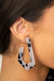 Flat Out Fearless - White - Paparazzi White Acrylic Hoop Earrings