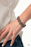 Bohemian Flowerbed - Multi - Paparazzi Plum Green Blue Pink Stretchy Bracelet