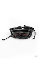 Brave Soul - Black - Paparazzi Sliding Knot Cord Inspirational Bracelet