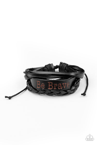 Brave Soul - Black - Paparazzi Sliding Knot Cord Inspirational Bracelet