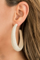 Twine and Dine - White - Paparazzi Hoop Earrings Fashion Fix