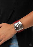 Brighten Up - Red - Paparazzi Leather Snap Bracelet #4856